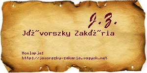 Jávorszky Zakária névjegykártya
